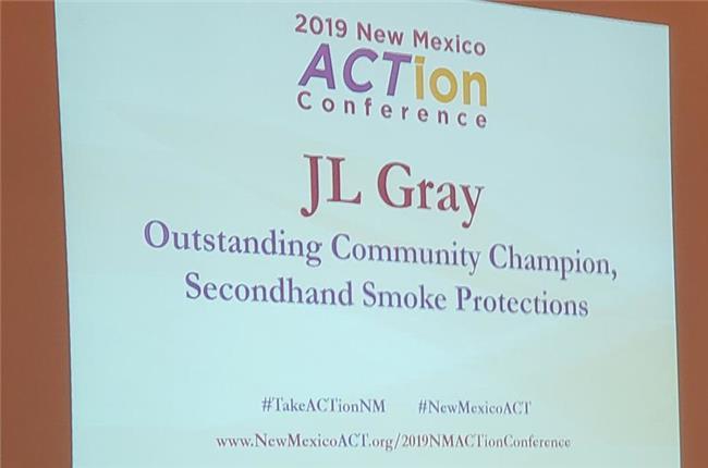 New Mexico Allied Council on Tobacco Presented JL Gray Outstanding Community Champion for Second Hand Smoke Protection